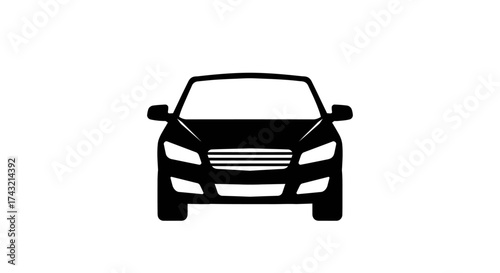 Front view of a black car on a white background.