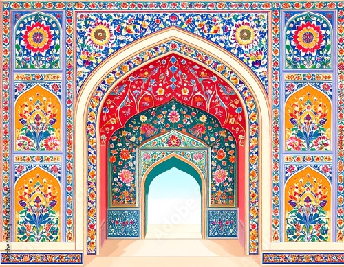 Ornate archway, vibrant patterns