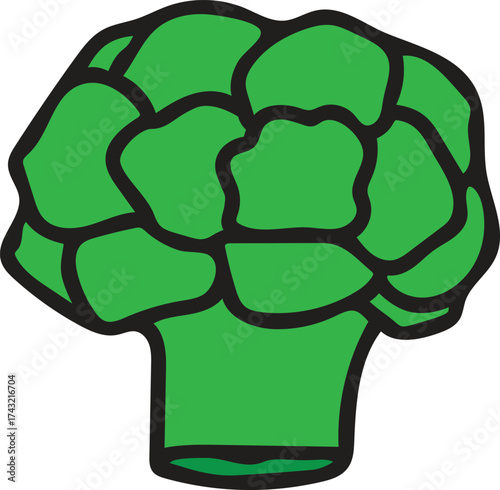 Vibrant Broccoli Illustration: A fresh, appetizing broccoli head, perfect for culinary designs.  
