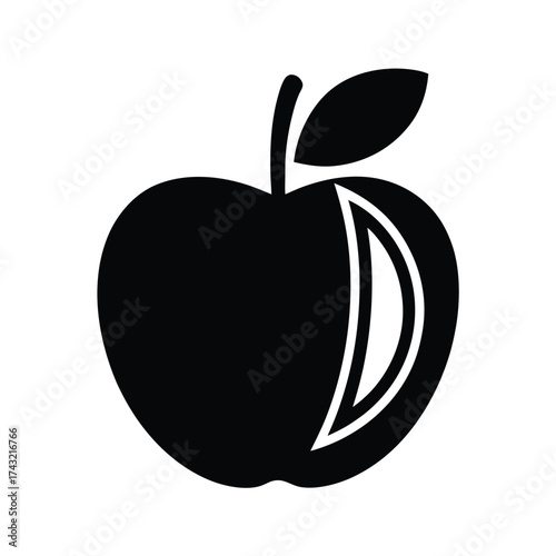Apple With Bite Outline Vector Illustration