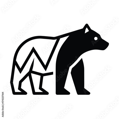 Bear Market Outline Vector Illustration