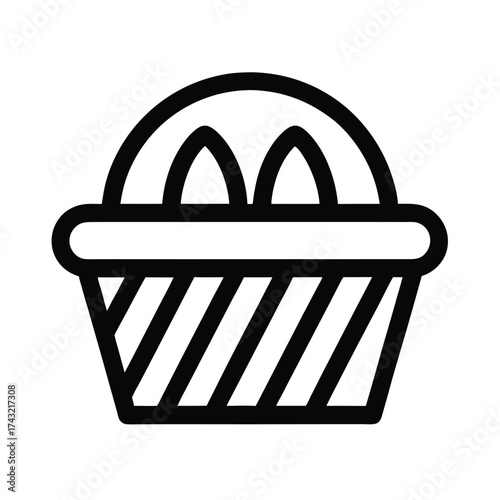 Bread Basket Outline Vector Illustration