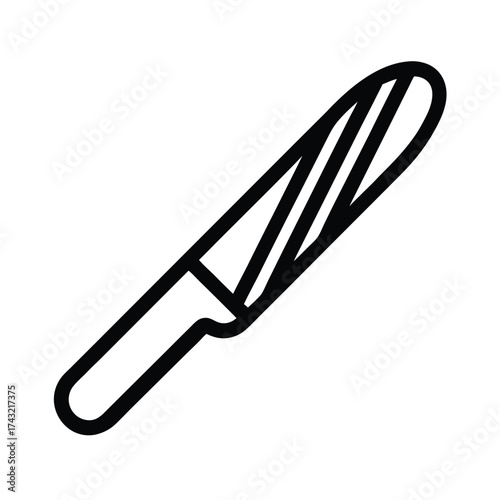 Bread Knife Outline Vector Illustration