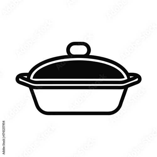 Casserole Dish Outline Vector Illustration