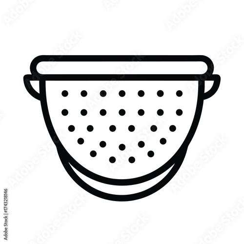 Colander Outlined Icon Vector Illustration