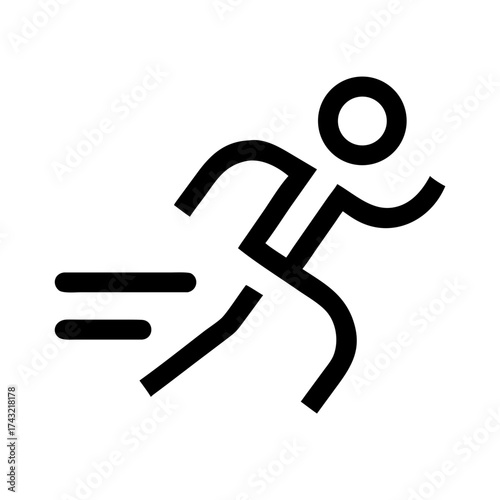 A stick figure runner is depicted, moving fast