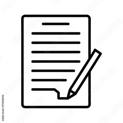 Contract With Signature Outline Vector Illustration