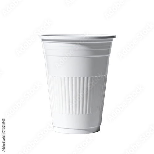 Wallpaper Mural White plastic ribbed cup, disposable drink container on black Torontodigital.ca