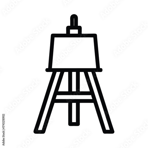 Easel Outlined In Bold Vector Illustration