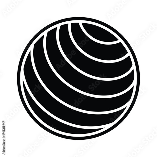 Exercise Ball Outline Vector Illustration