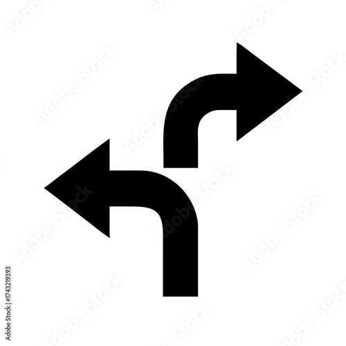 Two black arrows pointing in opposite directions