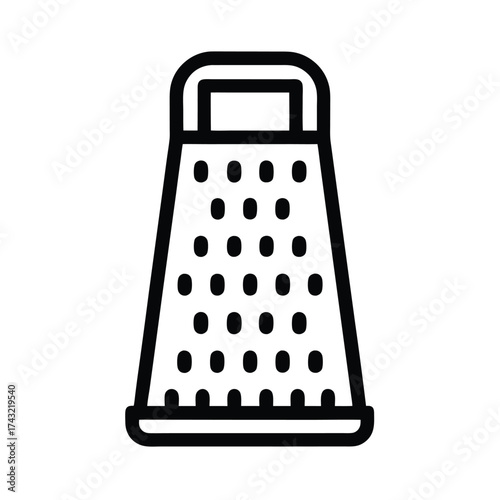 Grater Outlined In Bold Vector Illustration