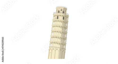 Leaning Tower of Pisa Historical Landmark, Italy Tourism Illustration