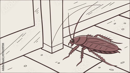Illustration of cockroach insect pest control extermination crawling vector design for home hygiene tips