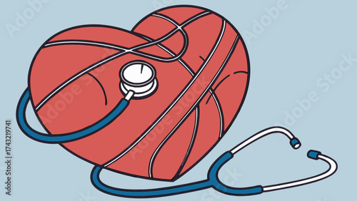 Heart health checkup with stethoscope illustration for cardiology and medical healthcare concept