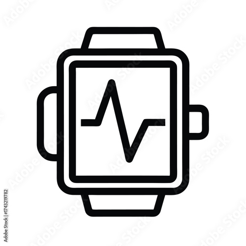 Heart Rate Monitor Outline Vector Illustration