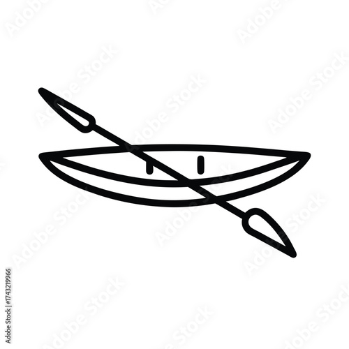 Kayak Outlined In Bold Vector Illustration