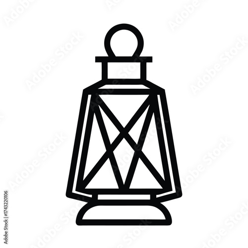 Lantern Outlined In Bold Vector Illustration