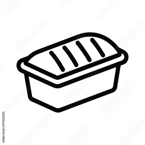 Loaf Pan Outline Vector Illustration
