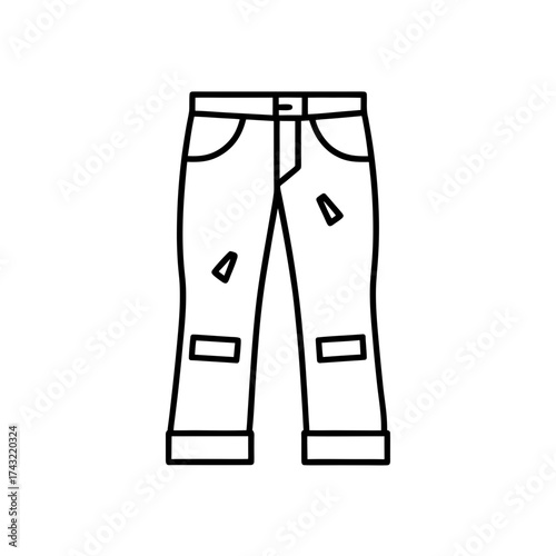 Outline of ripped denim jeans