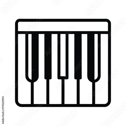 Piano Keyboard Outline Vector Illustration