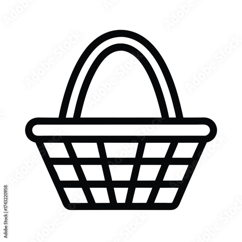 Picnic Basket Outline Vector Illustration