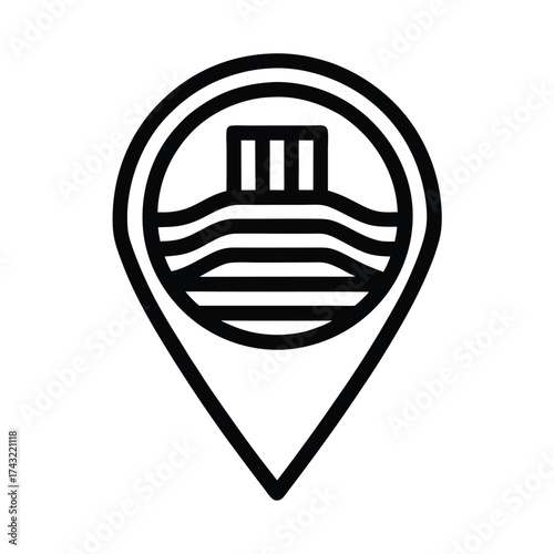 Pool Lane Marker Outline Vector Illustration