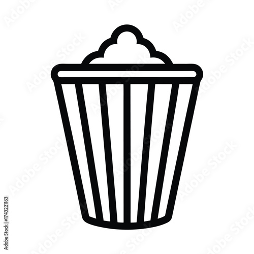 Popcorn Bucket Outline Vector Illustration