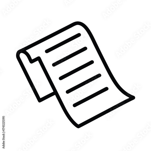 Receipt Outlined In Bold Vector Illustration