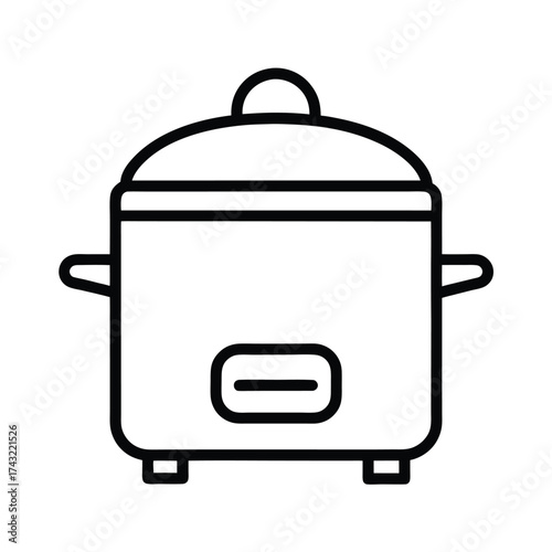 Rice Cooker Outline Vector Illustration