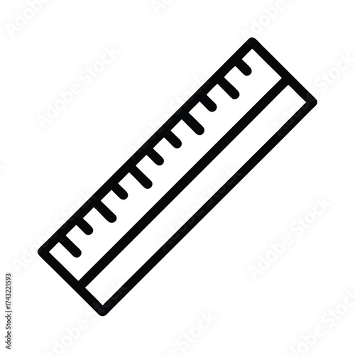 Ruler Outlined In Bold Vector Illustration