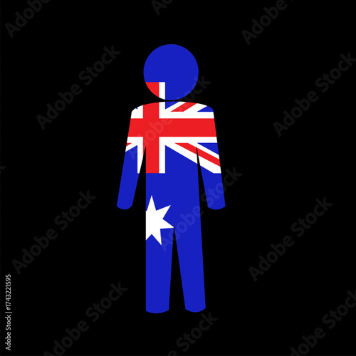 human man icon australian with flag color body civilian citizen.eps