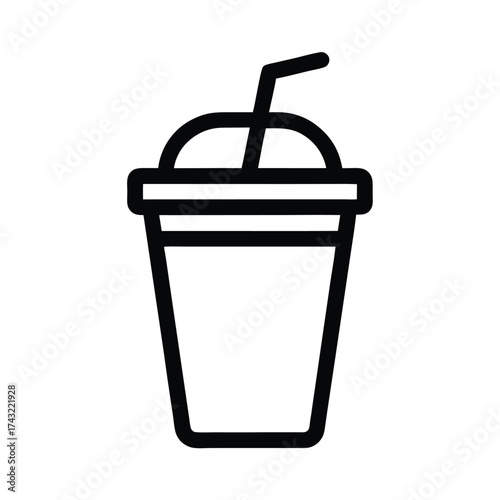 Smoothie Cup Outline Vector Illustration