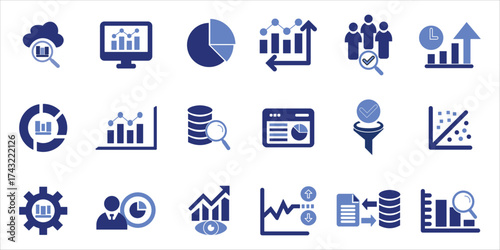 Photos statistics icons set