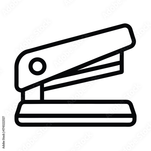 Stapler Outlined In Bold Vector Illustration