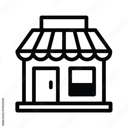 Store Outlined In Bold Vector Illustration