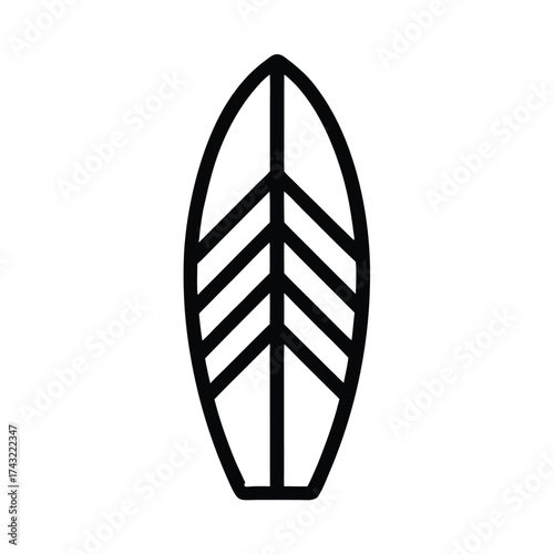 Surfboard Outlined Icon Vector Illustration