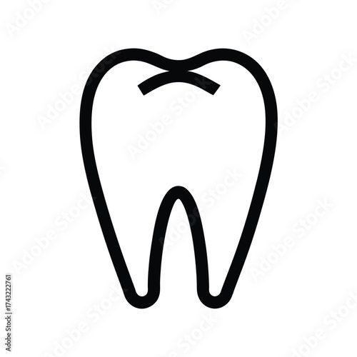 Tooth Outlined In Bold Vector Illustration