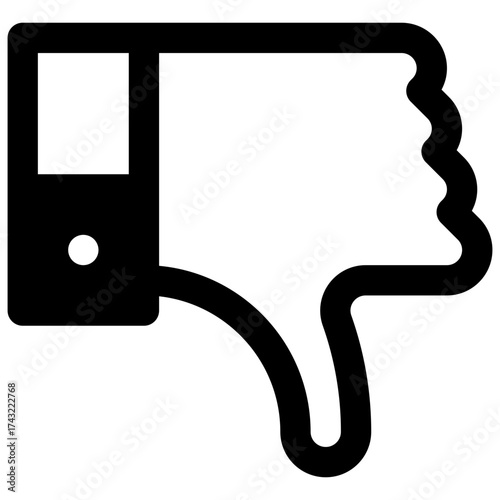 Dislike. Outlined stroke vector icon with black-filled details.