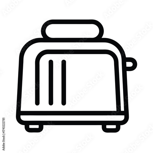 Toaster Outlined In Bold Vector Illustration