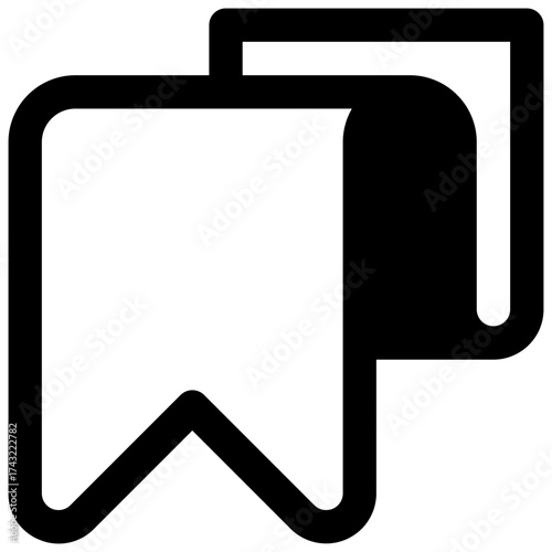Bookmark. Outlined stroke vector icon with black-filled details.