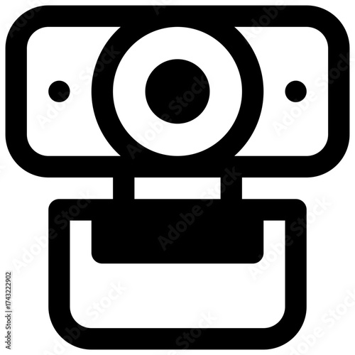 Webcam. Outlined stroke vector icon with black-filled details.
