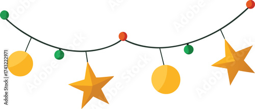 Vector illustration christmas garland festive stars holiday decoration scalable eps icon