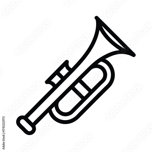 Trumpet Outlined In Bold Vector Illustration