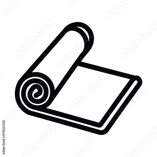 Yoga Mat Outlined Icon Vector Illustration