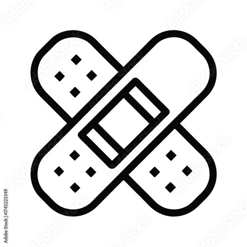 Adhesive Bandage Outline Vector Illustration