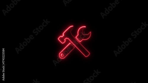Glowing neon light setting tools icon. service tools icon.