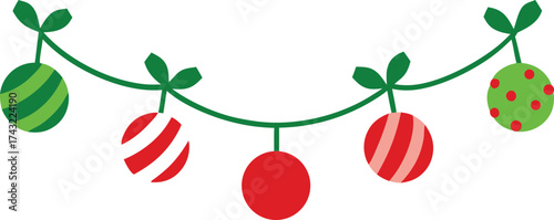 Festive candy striped christmas garland vector illustration scalable holiday decoration
