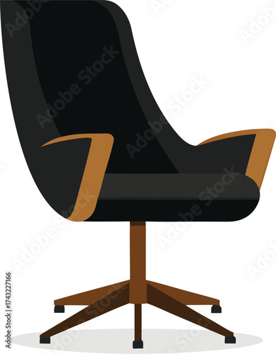 Sleek black office chair vector illustration modern furniture design scalable eps