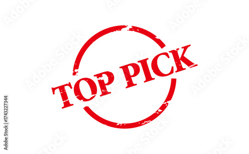 TOP PICK - TOP PICK words written on Red Rubber Stamp 
